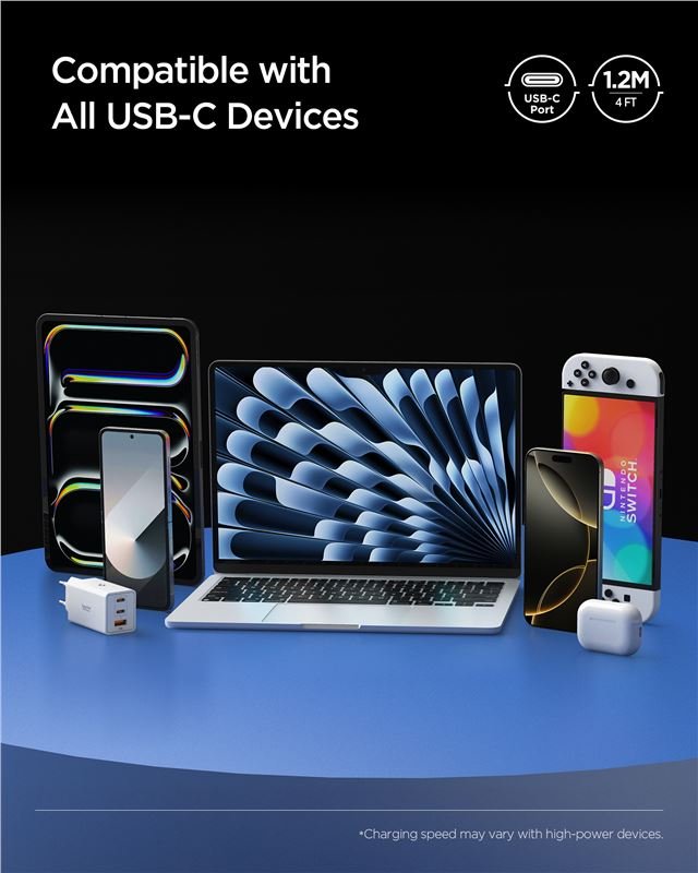 Spigen - Καλώδιο Γρήγορης Φόρτισης 240W Type - C to Type - C - 120 cm - EB24012CC Essential - White