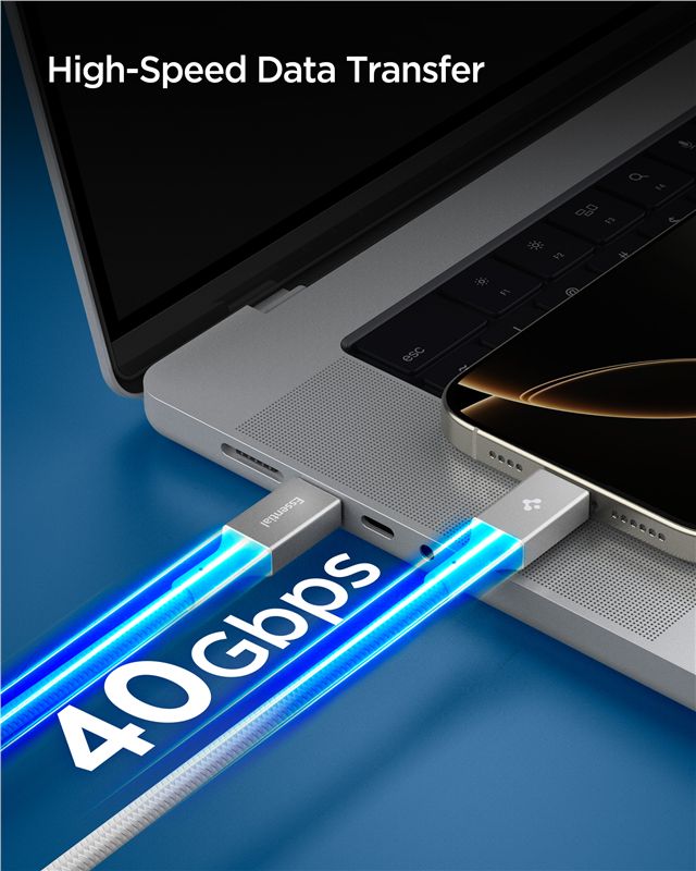 Spigen - Καλώδιο Γρήγορης Φόρτισης 240W Type C to Type C - 150 cm - EB24015CC Essential - White