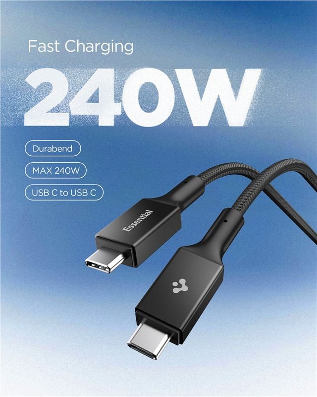 Spigen - Καλώδιο Γρήγορης Φόρτισης 240W Type C to Type C - 150 cm - EB24015CC Essential - Black