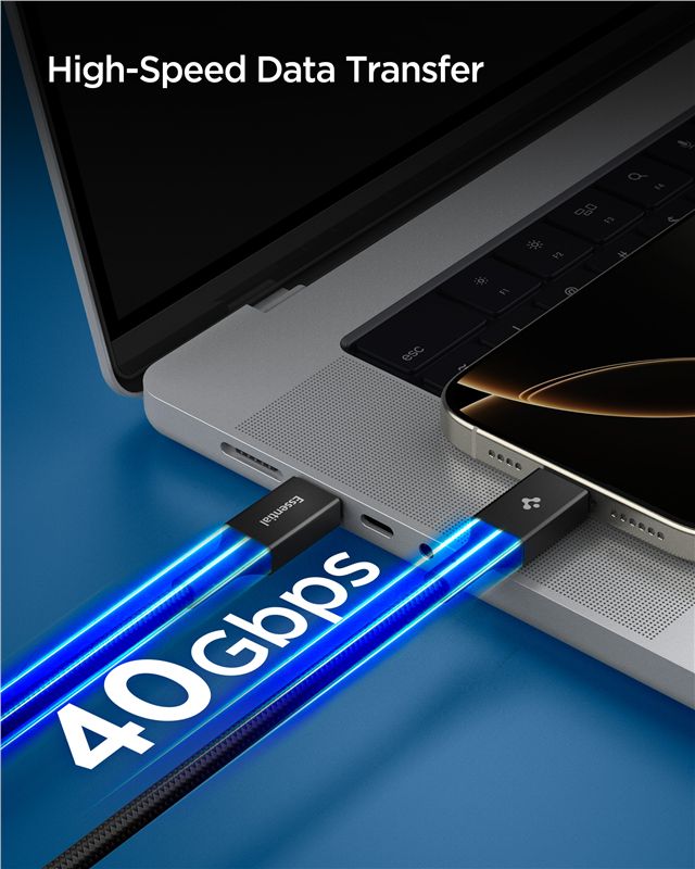 Spigen - Καλώδιο Γρήγορης Φόρτισης 240W Type C to Type C - 150 cm - EB24015CC Essential - Black