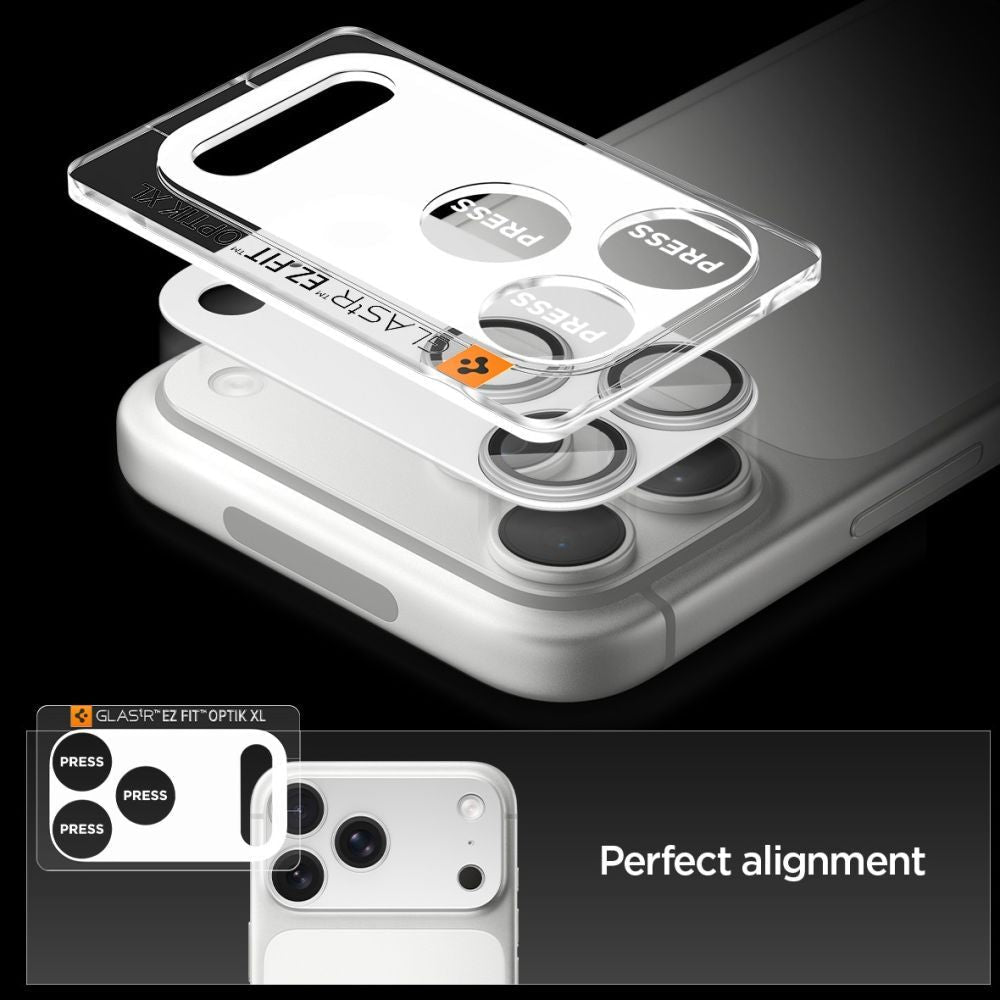 Spigen iPhone 17 Pro Max - Αντιχαρακτικό Γυαλί για την Κάμερα - Optik Pro XL Glas.TR EZ Fit - Silver