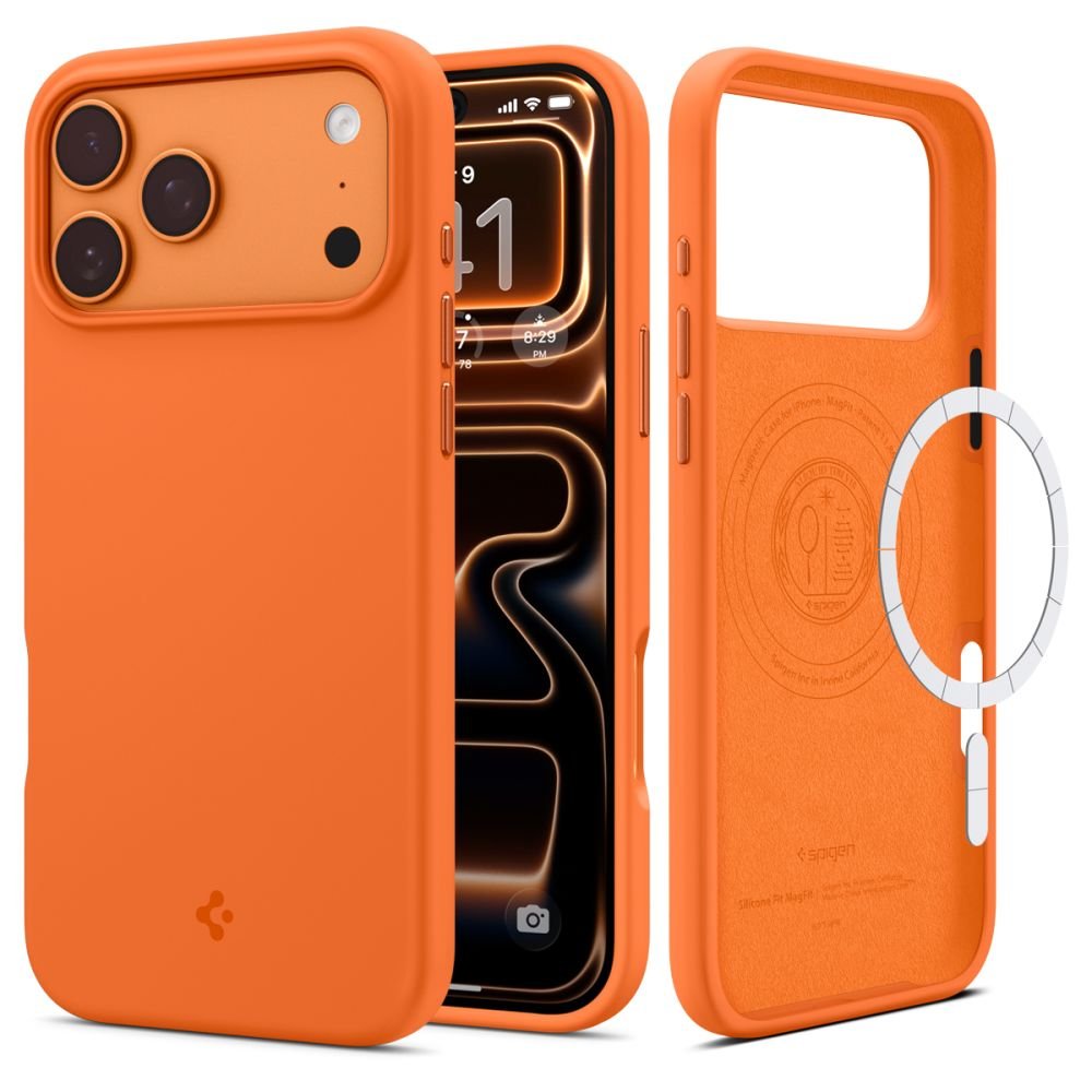 Spigen iPhone 17 Pro Max - Θήκη Σιλικόνης με MagSafe - Silicone Fit Mag - Cosmic Orange