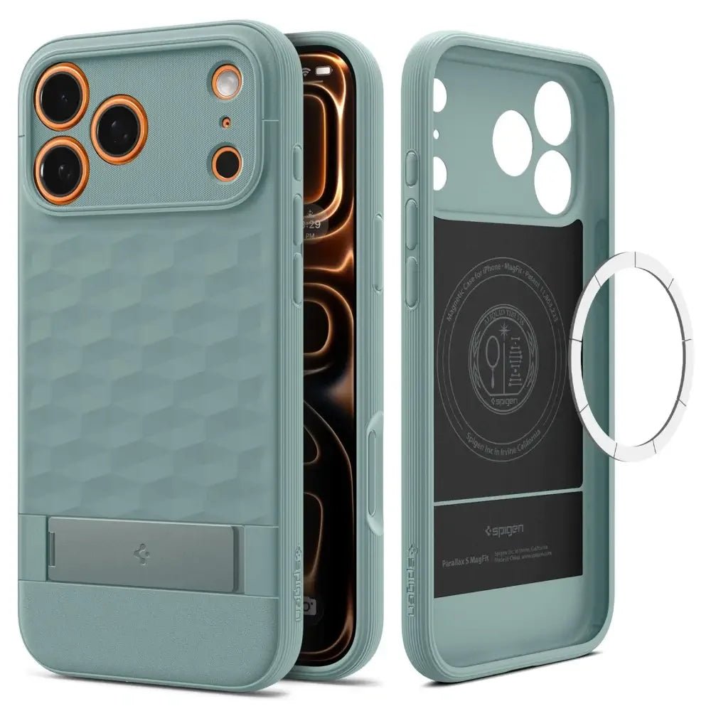 Spigen iPhone 17 Pro - Parallax S Mag - Θήκη Σιλικόνης με Σκληρό Πλαίσιο και MagSafe - Sage Green