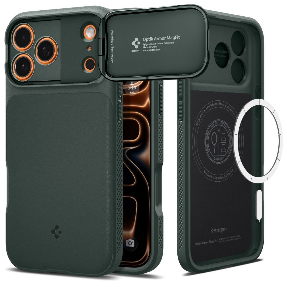 Spigen iPhone 17 Pro - Θήκη Σιλικόνης με Κάλυμμα για την Κάμερα και MagSafe - Optik Armor Mag - Abyss Green