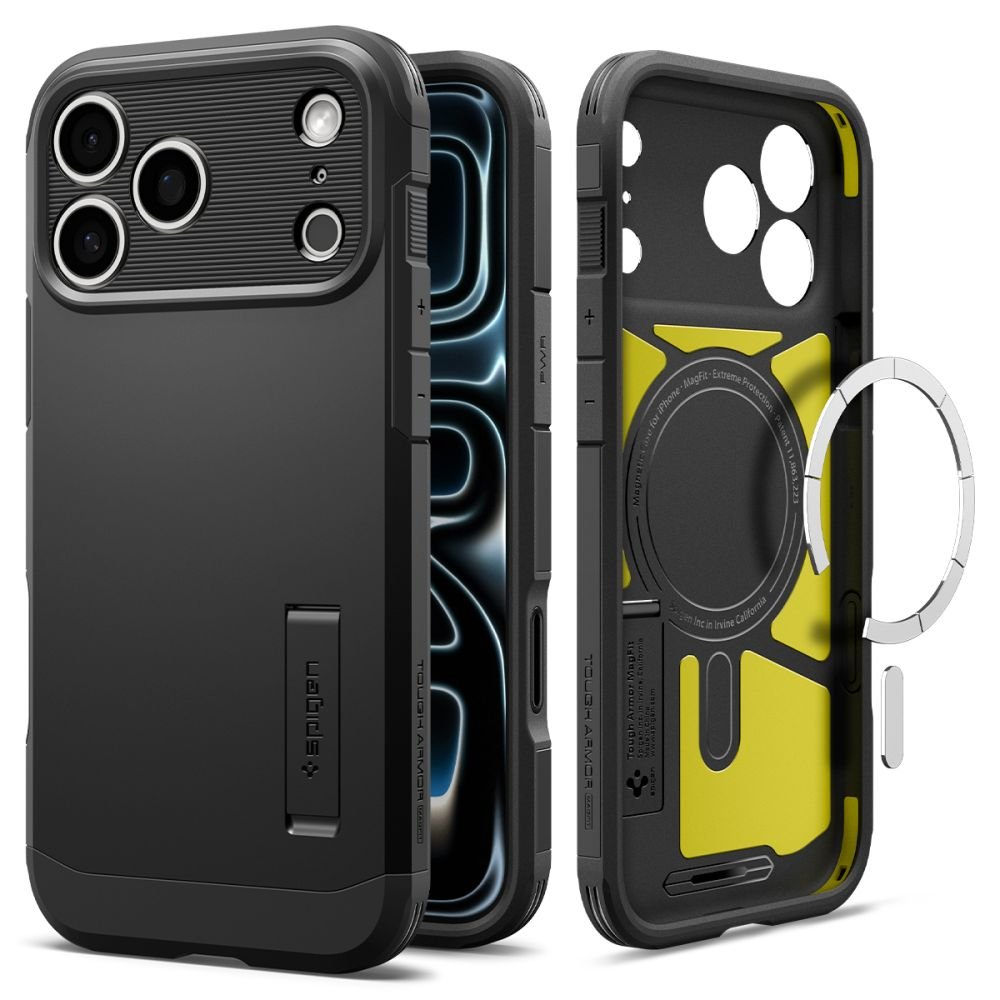 Spigen iPhone 18 Pro / iPhone 17 Pro - MagSafe Σκληρή Θήκη με Πλαίσιο Σιλικόνης και Σταντ - Tough Armor T Mag - Black