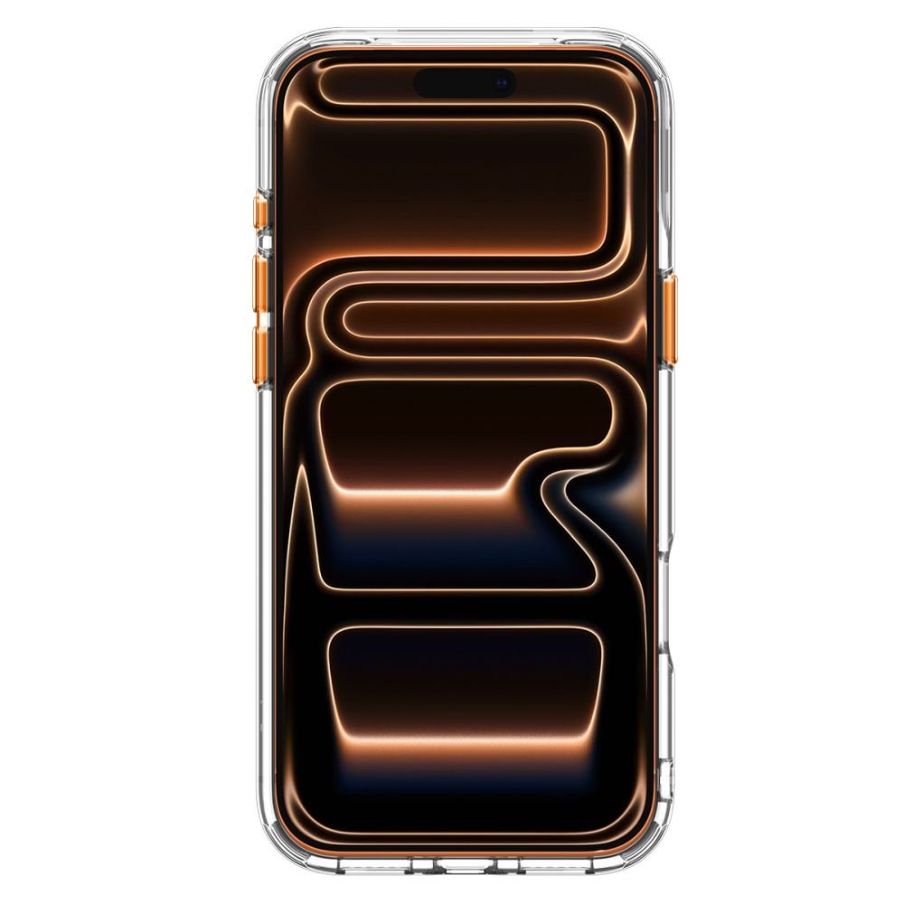 Spigen iPhone 18 Pro / iPhone 17 Pro - Σκληρή Θήκη MagSafe με Πλαίσιο Σιλικόνης Και Stand - Ultra Hybrid Optik S - Clear / Orange