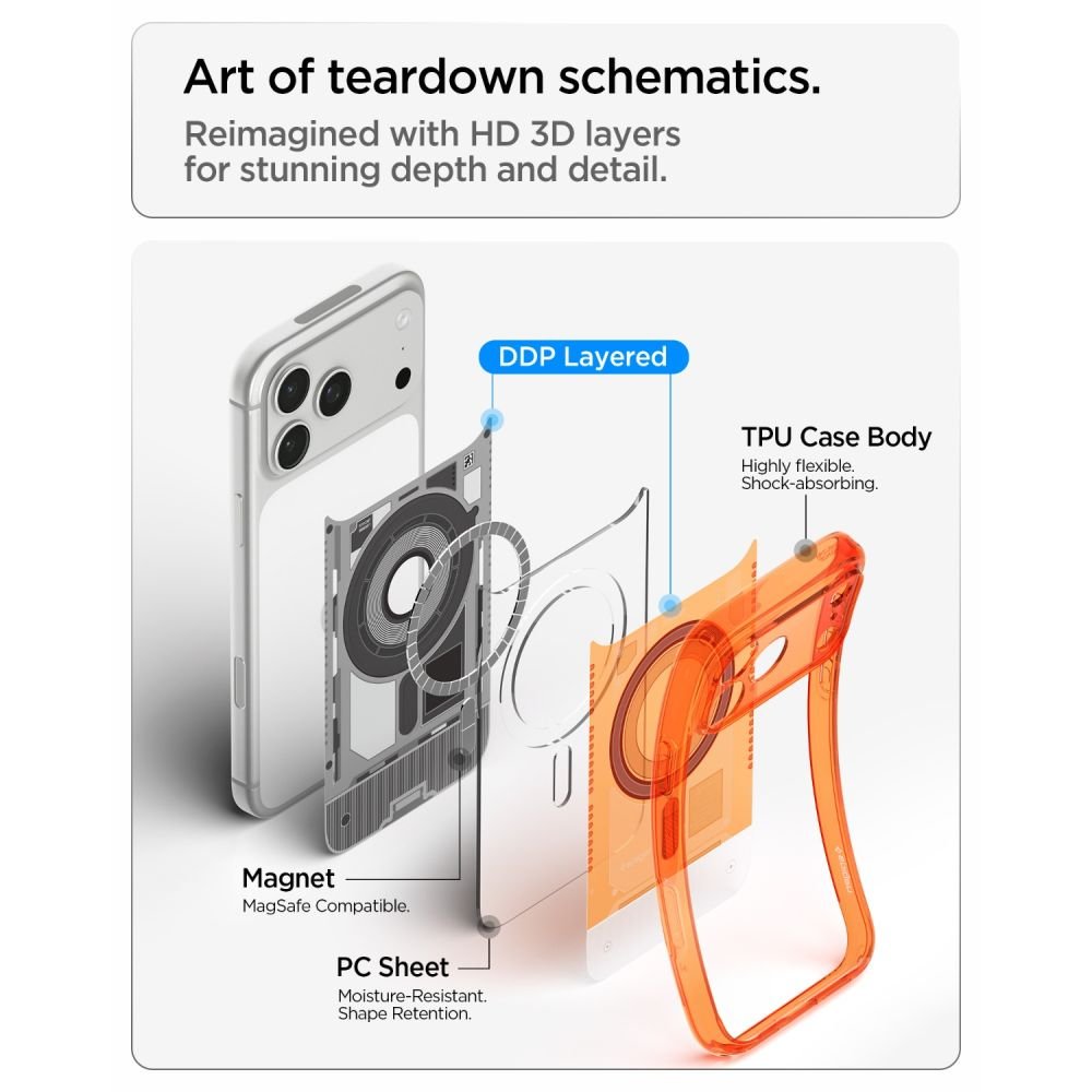 Spigen iPhone 18 Pro / iPhone 17 Pro - Σκληρή Θήκη με Πλαίσιο Σιλικόνης Και MagSafe - Ultra Hybrid Mag - C-One Tangerine