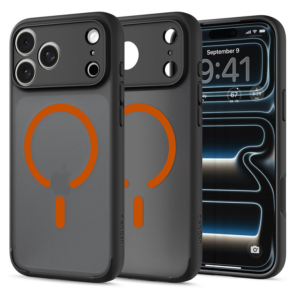 Spigen iPhone 18 Pro / iPhone 17 Pro - Σκληρή Θήκη με Πλαίσιο Σιλικόνης και MagSafe - Ultra Hybrid Mag - Frost Black / Orange
