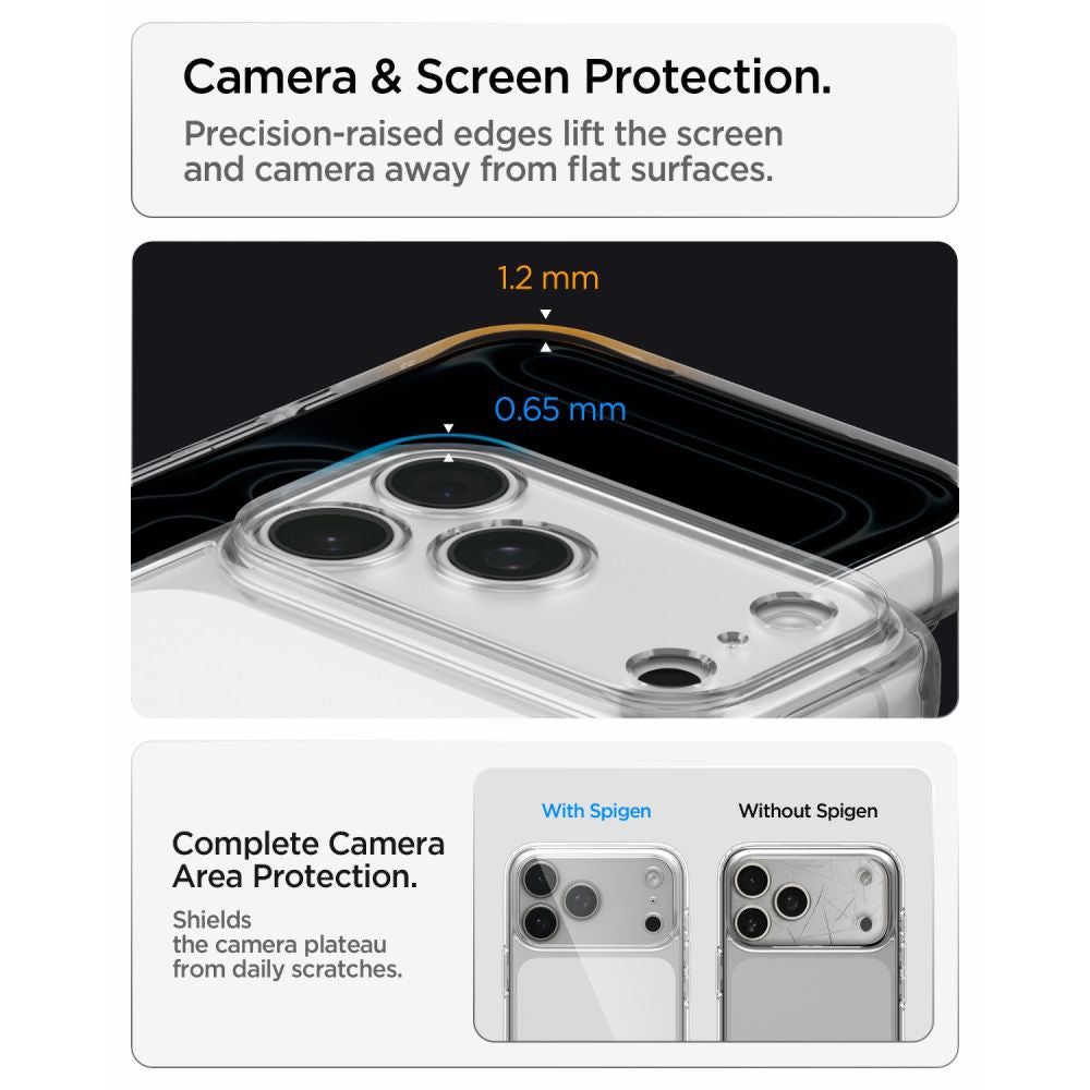 Spigen iPhone 18 Pro / iPhone 17 Pro - Σκληρή Θήκη με Πλαίσιο Σιλικόνης - Ultra Hybrid - Crystal Clear
