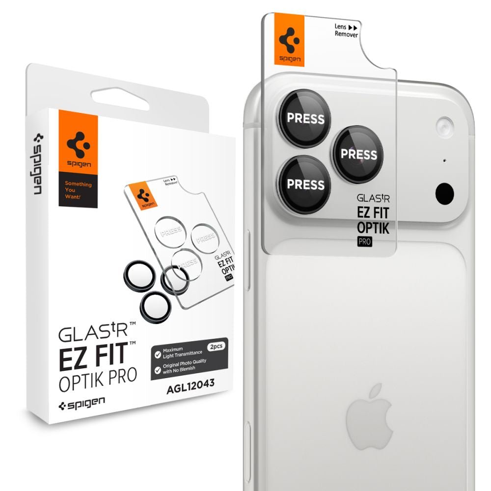 Spigen iPhone 18 Pro / iPhone 18 Pro Max - Αντιχαρακτικό Γυαλί για την Κάμερα - Optik Pro Glas.TR EZ Fit - 2 Τεμάχια - Dark Grey