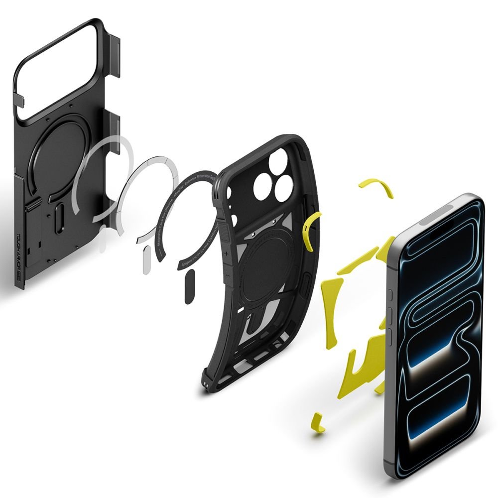 Spigen iPhone 18 Pro Max / iPhone 17 Pro Max - MagSafe Σκληρή Θήκη με Πλαίσιο Σιλικόνης και Σταντ - Tough Armor T Mag - Black