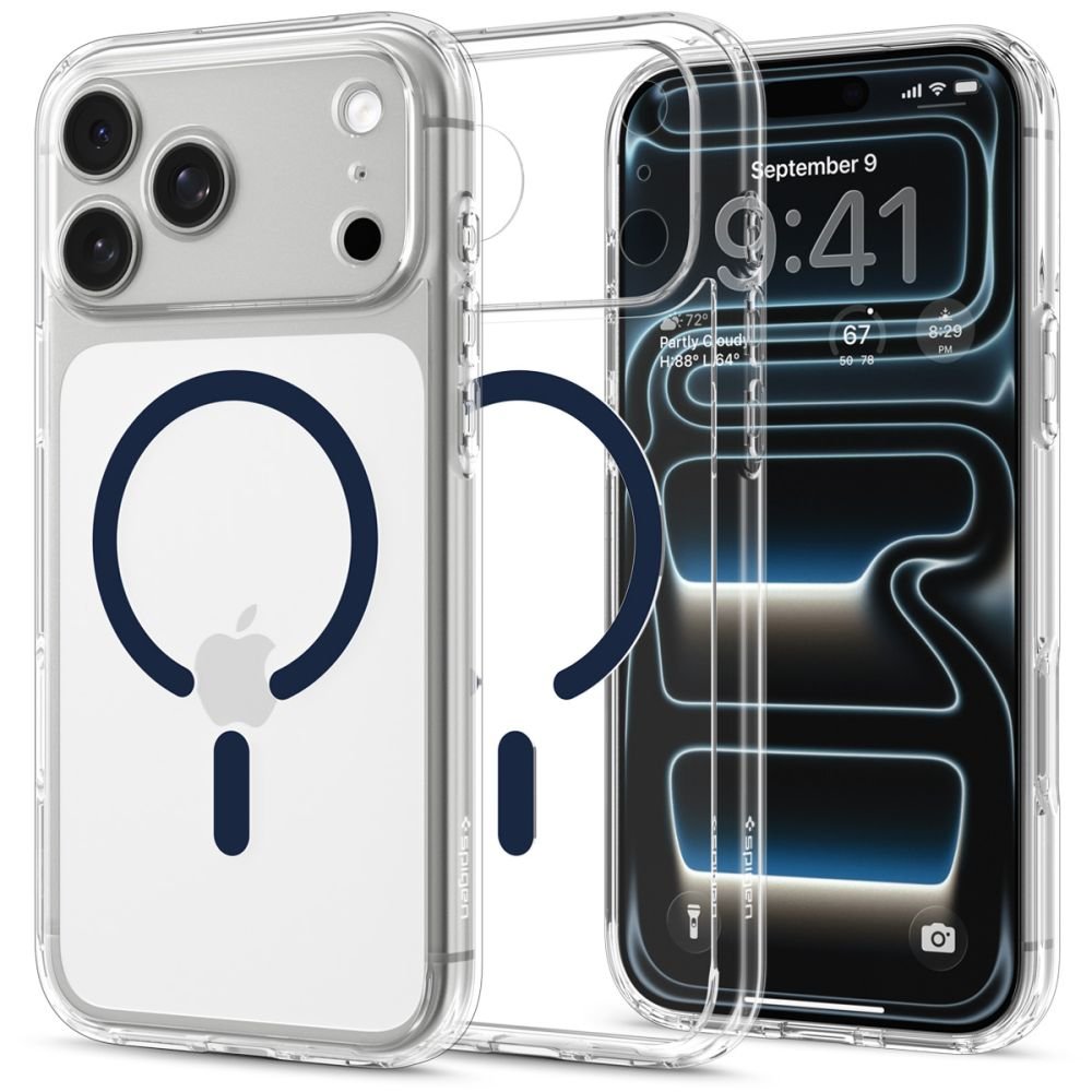Spigen iPhone 18 Pro Max / iPhone 17 Pro Max - Σκληρή Θήκη με Πλαίσιο Σιλικόνης Και MagSafe - Ultra Hybrid Mag - Clear / Deep Blue