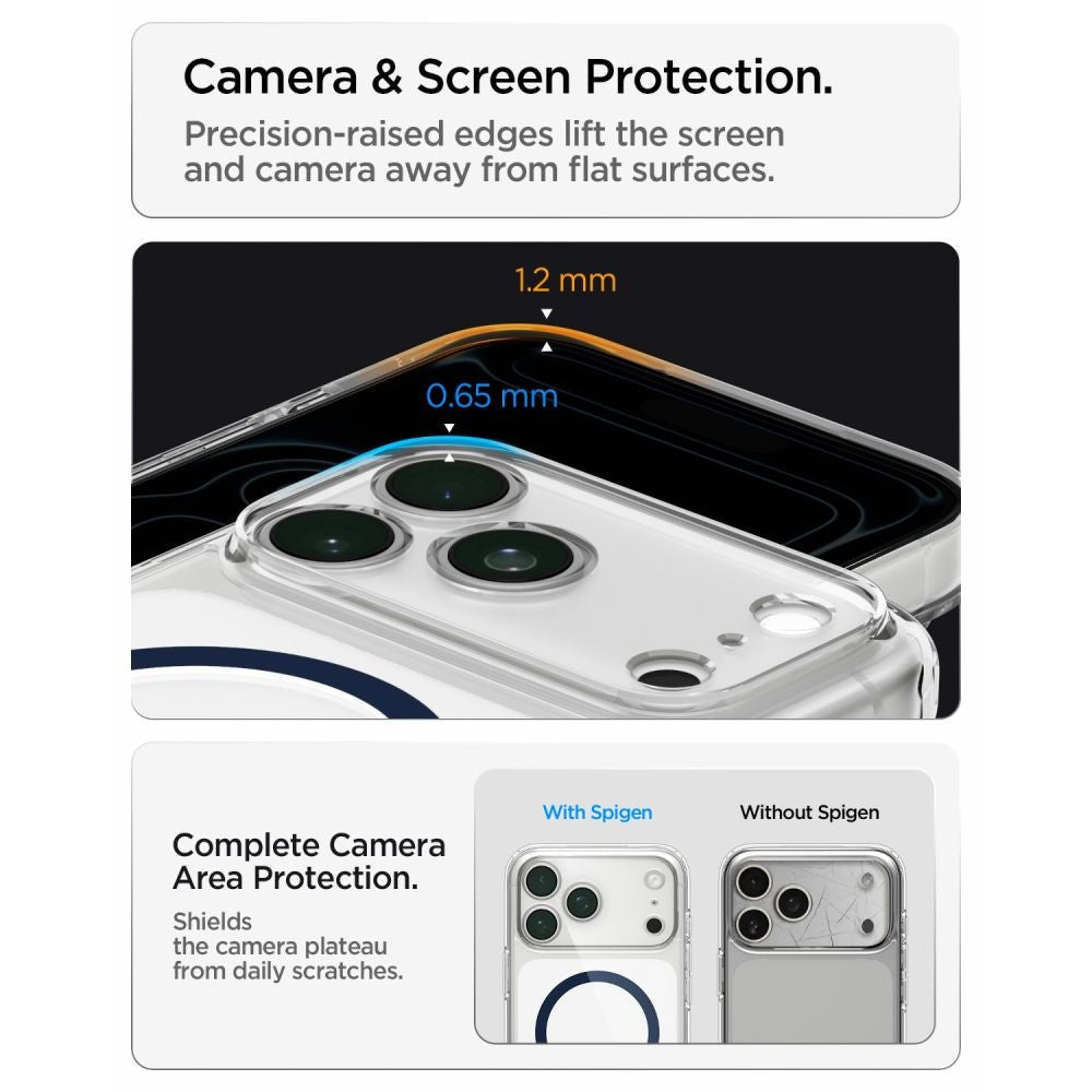 Spigen iPhone 18 Pro Max / iPhone 17 Pro Max - Σκληρή Θήκη με Πλαίσιο Σιλικόνης Και MagSafe - Ultra Hybrid Mag - Clear / Deep Blue