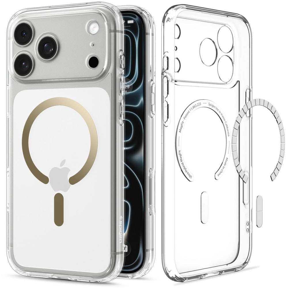 Spigen iPhone 18 Pro Max / iPhone 17 Pro Max - Σκληρή Θήκη με Πλαίσιο Σιλικόνης Και MagSafe - Ultra Hybrid Mag - Clear / Gold