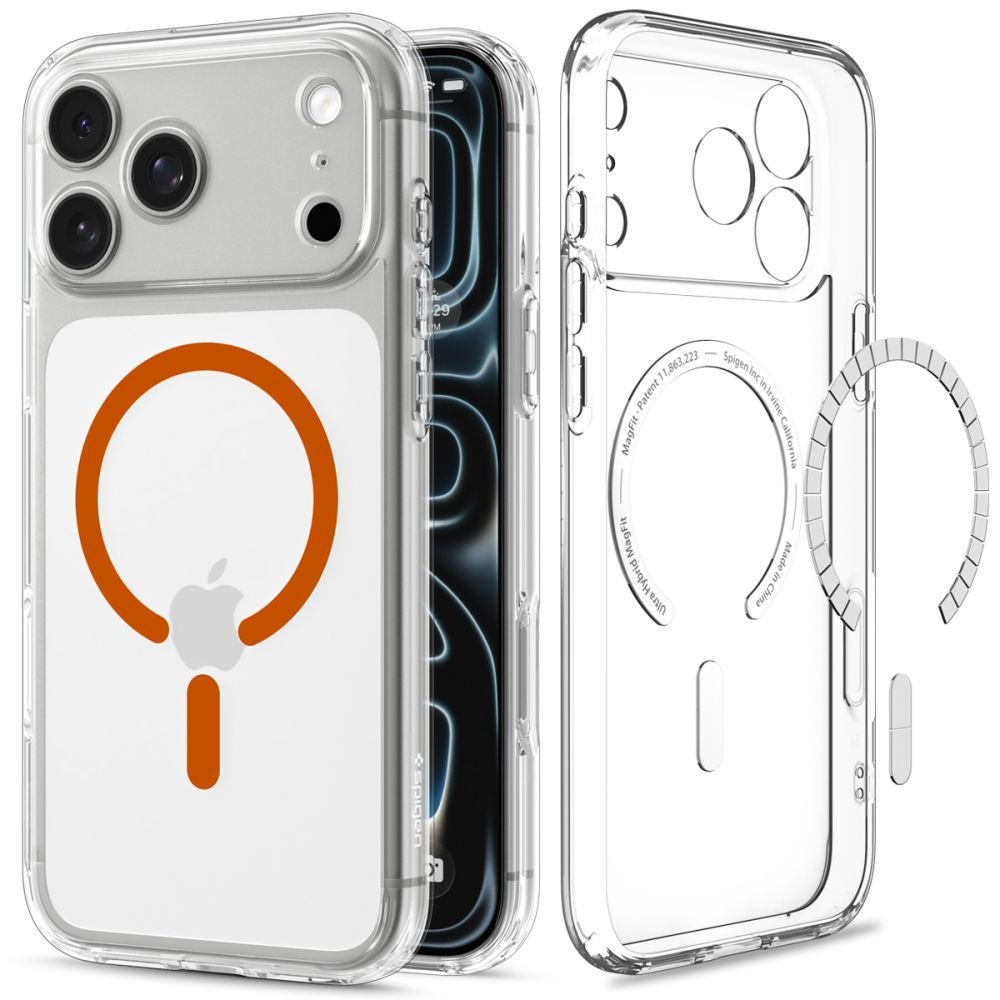 Spigen iPhone 18 Pro Max / iPhone 17 Pro Max - Σκληρή Θήκη με Πλαίσιο Σιλικόνης και MagSafe - Ultra Hybrid Mag - Clear / Orange