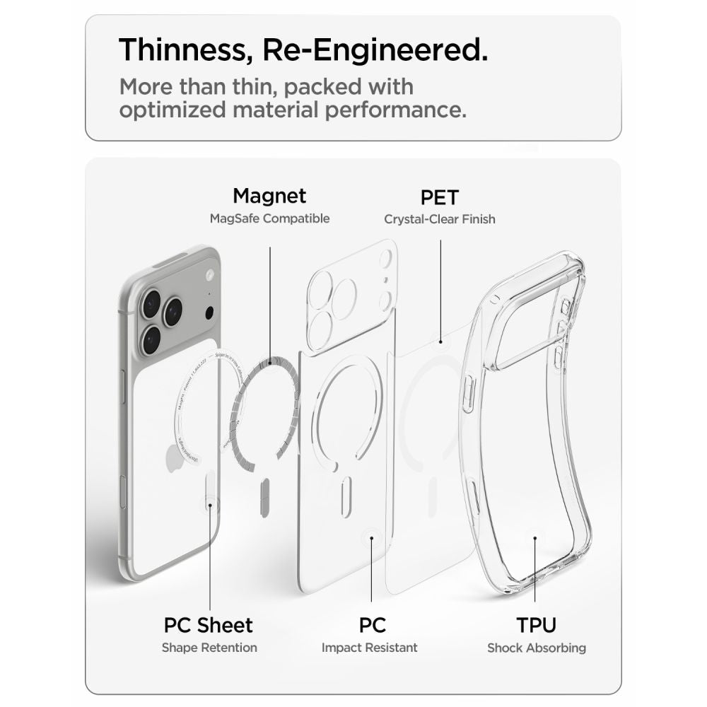 Spigen iPhone 18 Pro Max / iPhone 17 Pro Max - Σκληρή Θήκη με Πλαίσιο Σιλικόνης Και MagSafe - Ultra Hybrid Mag - Clear / White