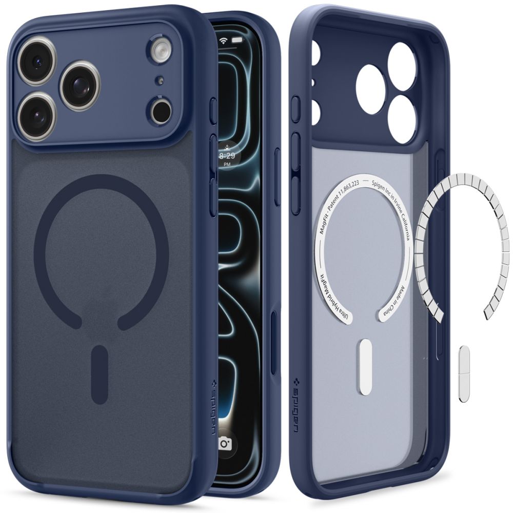 Spigen iPhone 18 Pro Max / iPhone 17 Pro Max - Σκληρή Θήκη με Πλαίσιο Σιλικόνης Και MagSafe - Ultra Hybrid Mag - Frost Deep Blue
