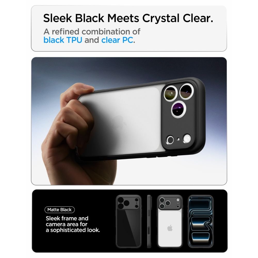 Spigen iPhone 18 Pro Max / iPhone 17 Pro Max - Σκληρή Θήκη με Πλαίσιο Σιλικόνης - Ultra Hybrid - Matte Black