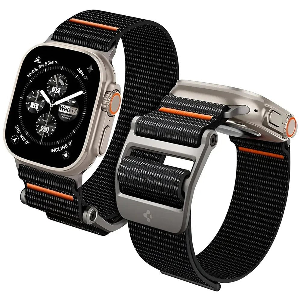 Spigen Λουράκι Apple Watch 4/5/6/7/8/9/10/11/12 - SE (1/2/3) - ULTRA (1/2/3/4) - 44/45/46/49mm DuraPro Flex - Black / Orange