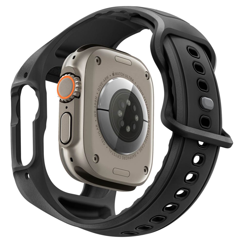 Spigen Λουράκι Apple Watch Ultra (1/2/3) - 49mm με Θήκη Προστασίας και Αντιχαρακτικό Γυαλί Οθόνης - Liquid Air Pro - Black