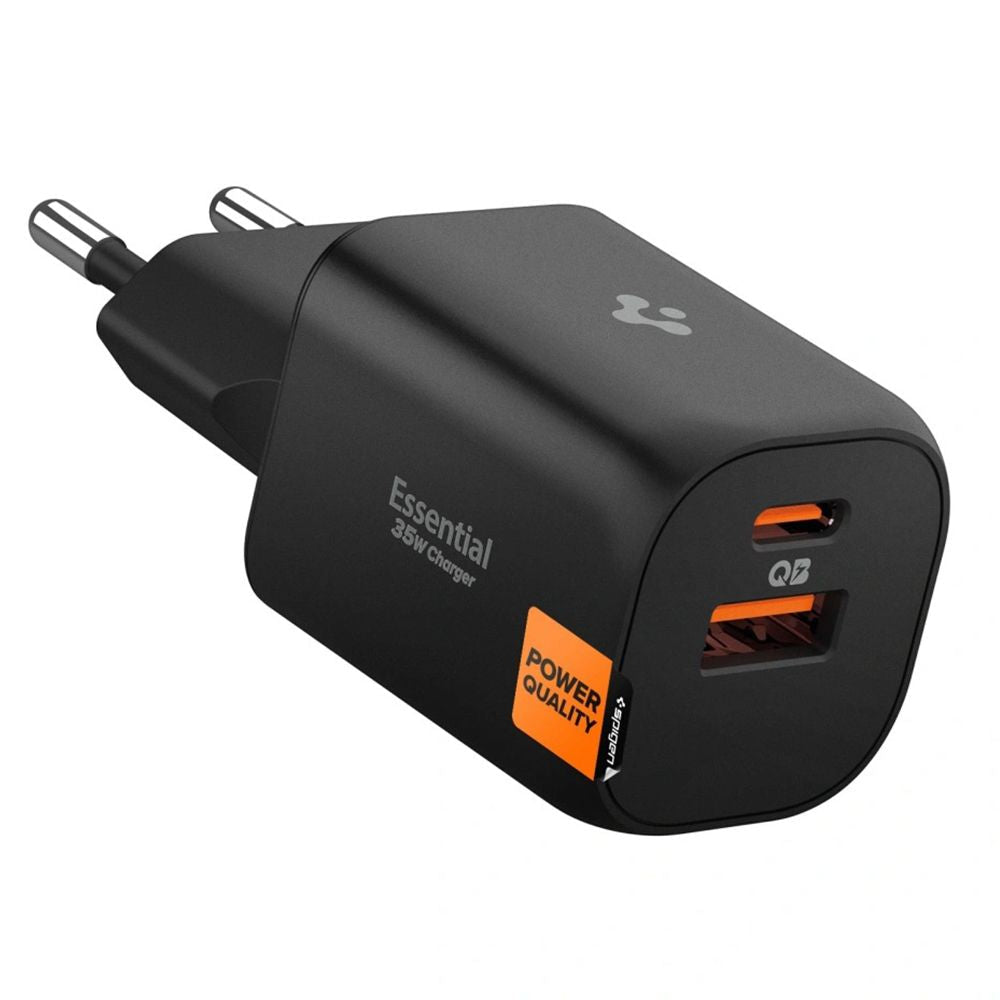 Spigen Οικιακός Φορτιστής Γρήγορης Φόρτισης με 1 Θύρα Type - C και 1 Θύρα USB 35W - Essential EE352EU - Black