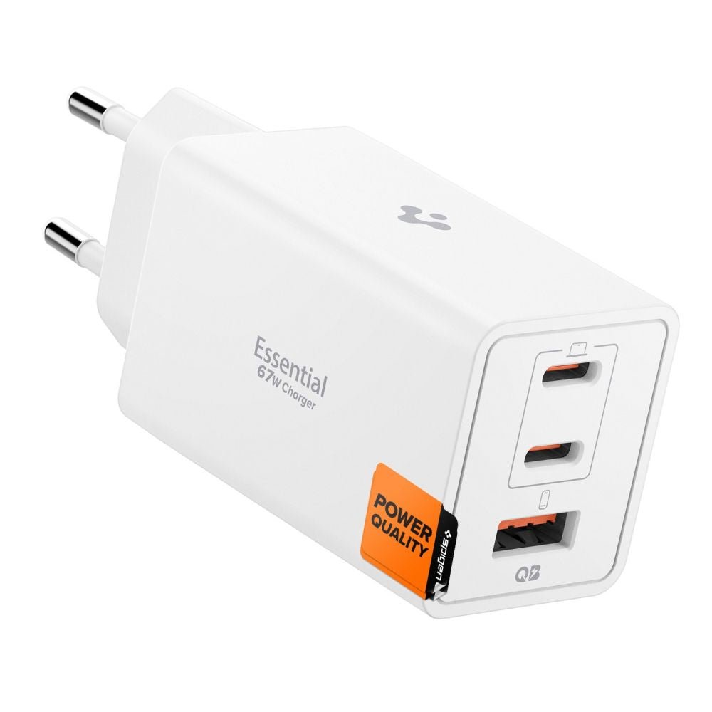 Spigen Οικιακός Φορτιστής Γρήγορης Φόρτισης με 2 Θύρες Type - C και 1 Θύρα USB 67W - Essential EE673EU - White