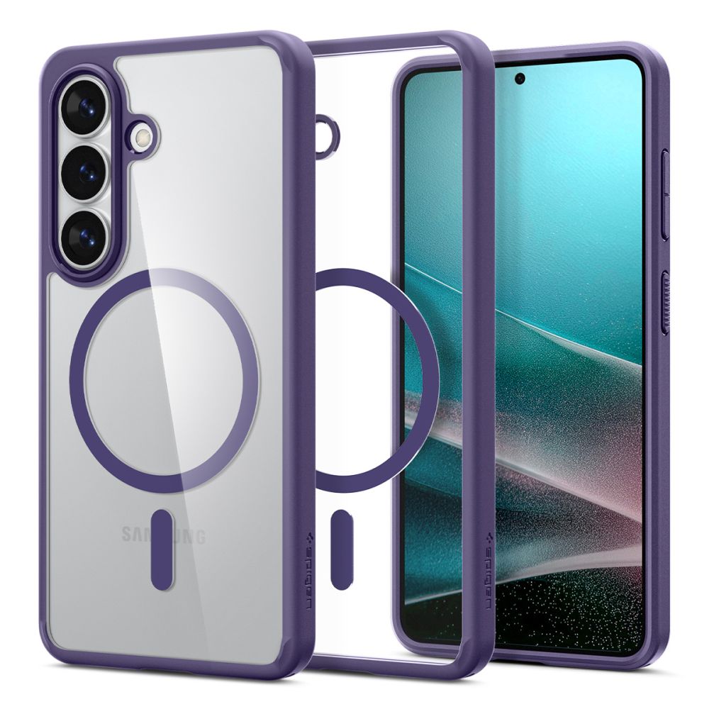 Spigen Samsung Galaxy S26 Plus - Σκληρή Θήκη με Πλαίσιο Σιλικόνης Και MagSafe - Ultra Hybrid Mag - Clear / Deep Purple