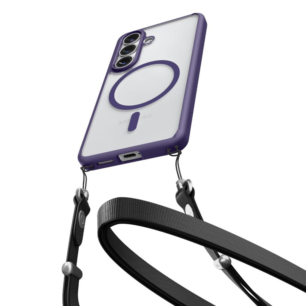 Spigen Samsung Galaxy S26 Plus - Σκληρή Θήκη με Πλαίσιο Σιλικόνης Και MagSafe - Ultra Hybrid Mag - Clear / Deep Purple