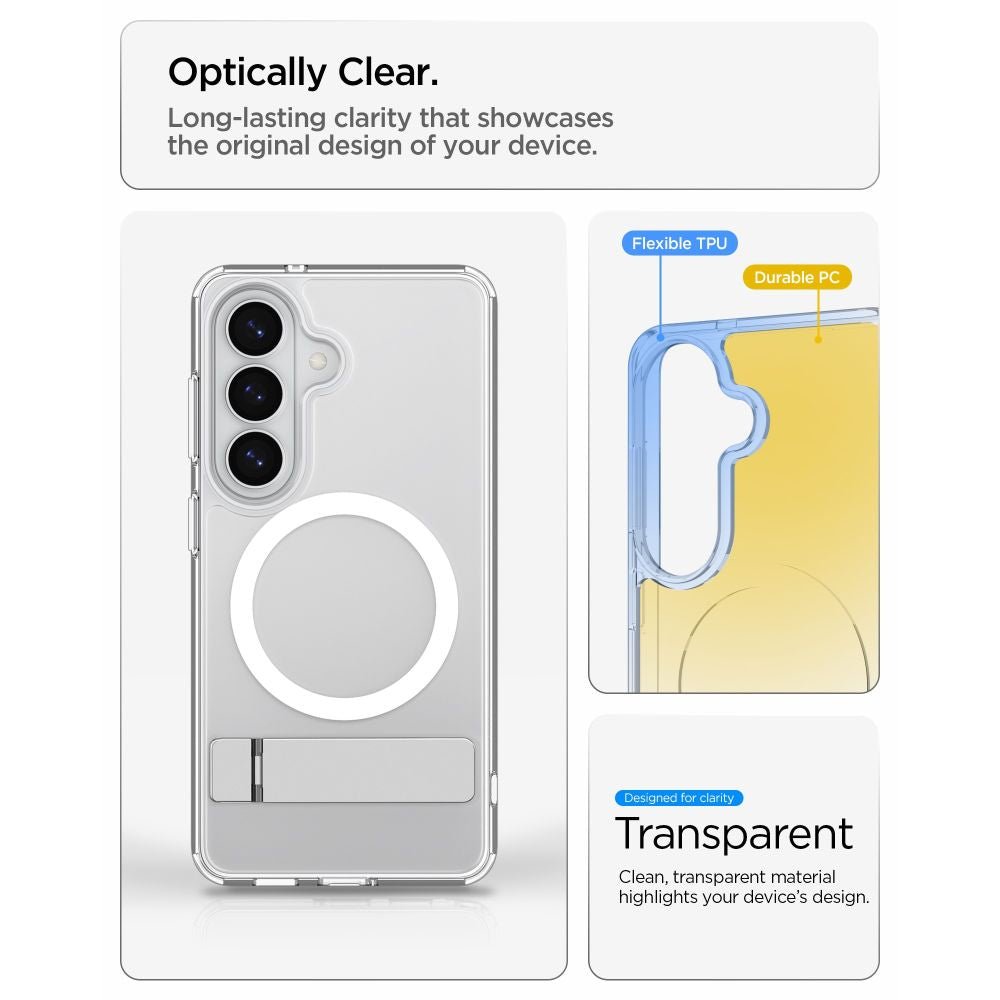 Spigen Samsung Galaxy S26 Plus - Σκληρή Θήκη με Πλαίσιο Σιλικόνης και Stand - Ultra Hybrid S MagSafe - Clear / White