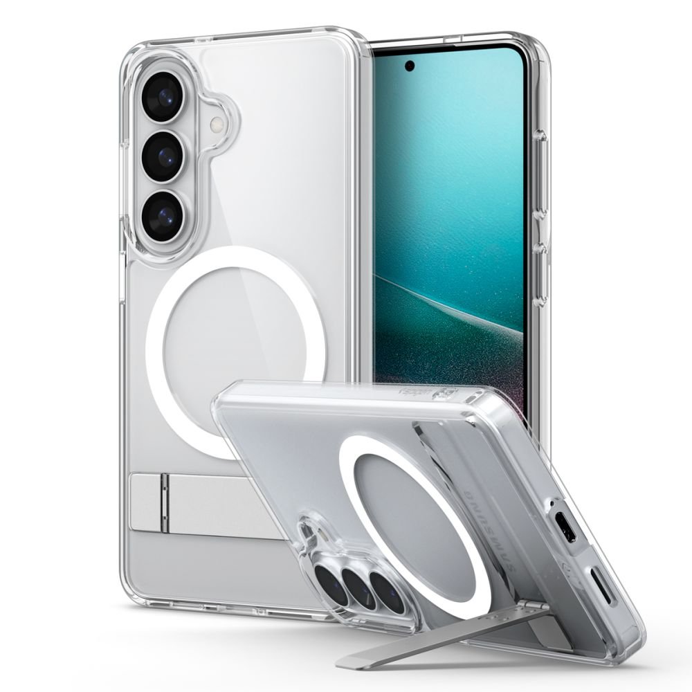 Spigen Samsung Galaxy S26 Plus - Σκληρή Θήκη με Πλαίσιο Σιλικόνης και Stand - Ultra Hybrid S MagSafe - Clear / White
