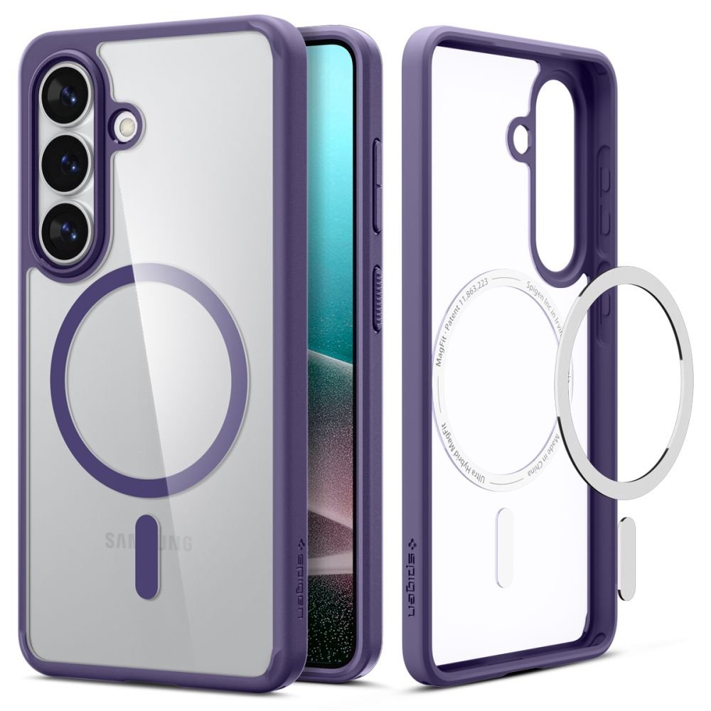 Spigen Samsung Galaxy S26 - Σκληρή Θήκη με Πλαίσιο Σιλικόνης Και MagSafe - Ultra Hybrid Mag - Clear / Deep Purple