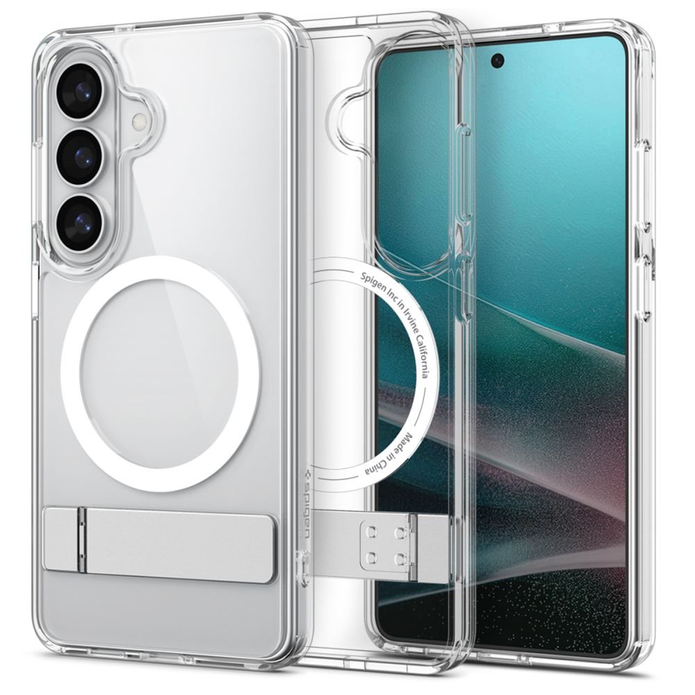 Spigen Samsung Galaxy S26 - Σκληρή Θήκη με Πλαίσιο Σιλικόνης και Stand - Ultra Hybrid S MagSafe - Clear / White