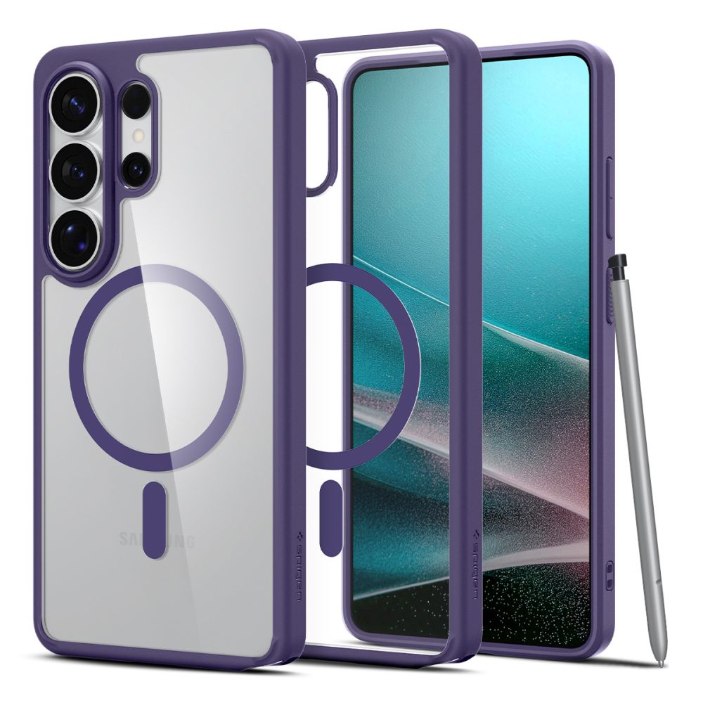 Spigen Samsung Galaxy S26 Ultra - Σκληρή Θήκη με Πλαίσιο Σιλικόνης Και MagSafe - Ultra Hybrid Mag - Clear / Deep Purple