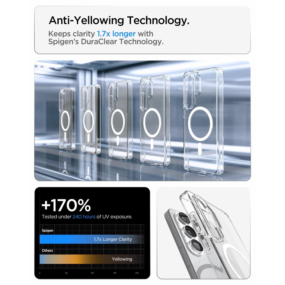 Spigen Samsung Galaxy S26 Ultra - Σκληρή Θήκη με Πλαίσιο Σιλικόνης Και MagSafe - Ultra Hybrid Mag - Clear / White