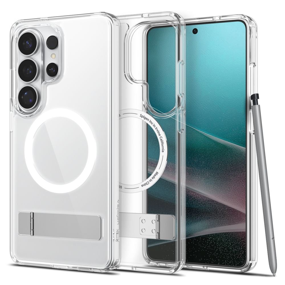 Spigen Samsung Galaxy S26 Ultra - Σκληρή Θήκη με Πλαίσιο Σιλικόνης και Stand - Ultra Hybrid S MagSafe - Clear / White
