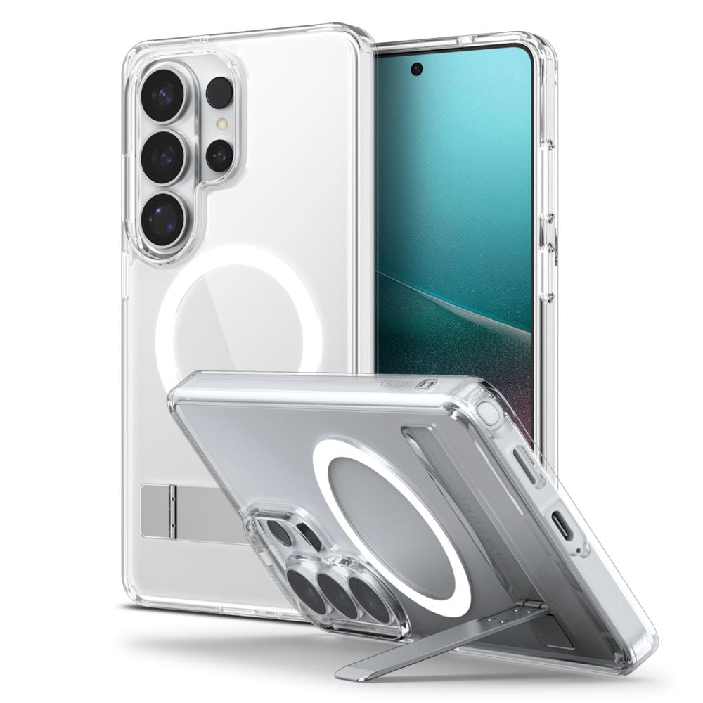 Spigen Samsung Galaxy S26 Ultra - Σκληρή Θήκη με Πλαίσιο Σιλικόνης και Stand - Ultra Hybrid S MagSafe - Clear / White