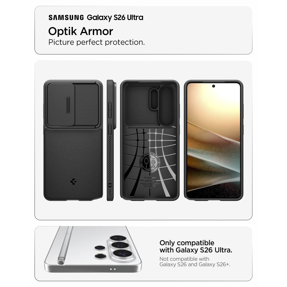 Spigen Samsung Galaxy S26 Ultra - Θήκη Σιλικόνης με Κάλυμμα για την Κάμερα - Optik Armor - Black