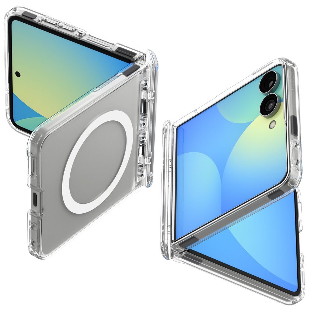 Spigen Samsung Galaxy Z Flip8 - Σκληρή Θήκη με Πλαίσιο Σιλικόνης και MagSafe - Ultra Hybrid Pro Mag - Clear / White