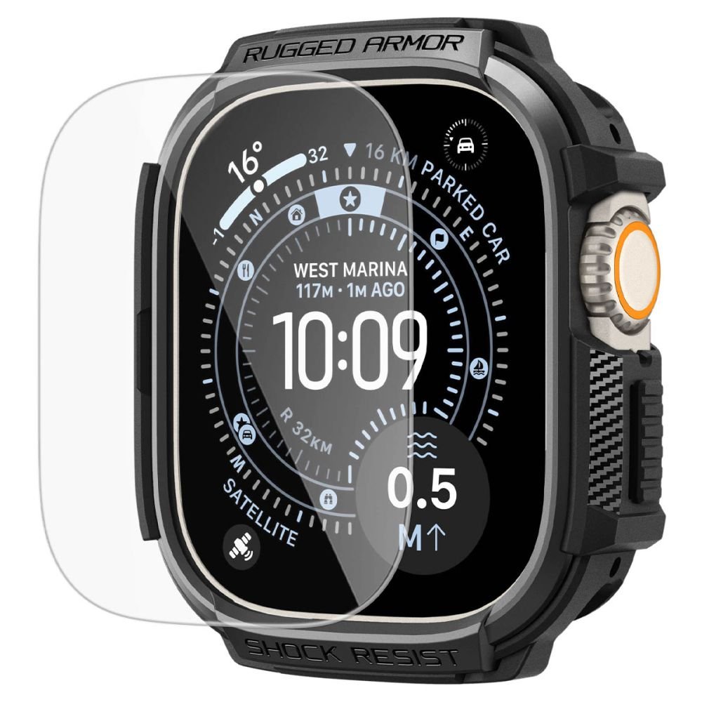 Spigen Θήκη Apple Watch Ultra (1/2/3) - 49mm και Αντιχαρακτικό Γυαλί Οθόνης - Rugged Armor - Matte Black