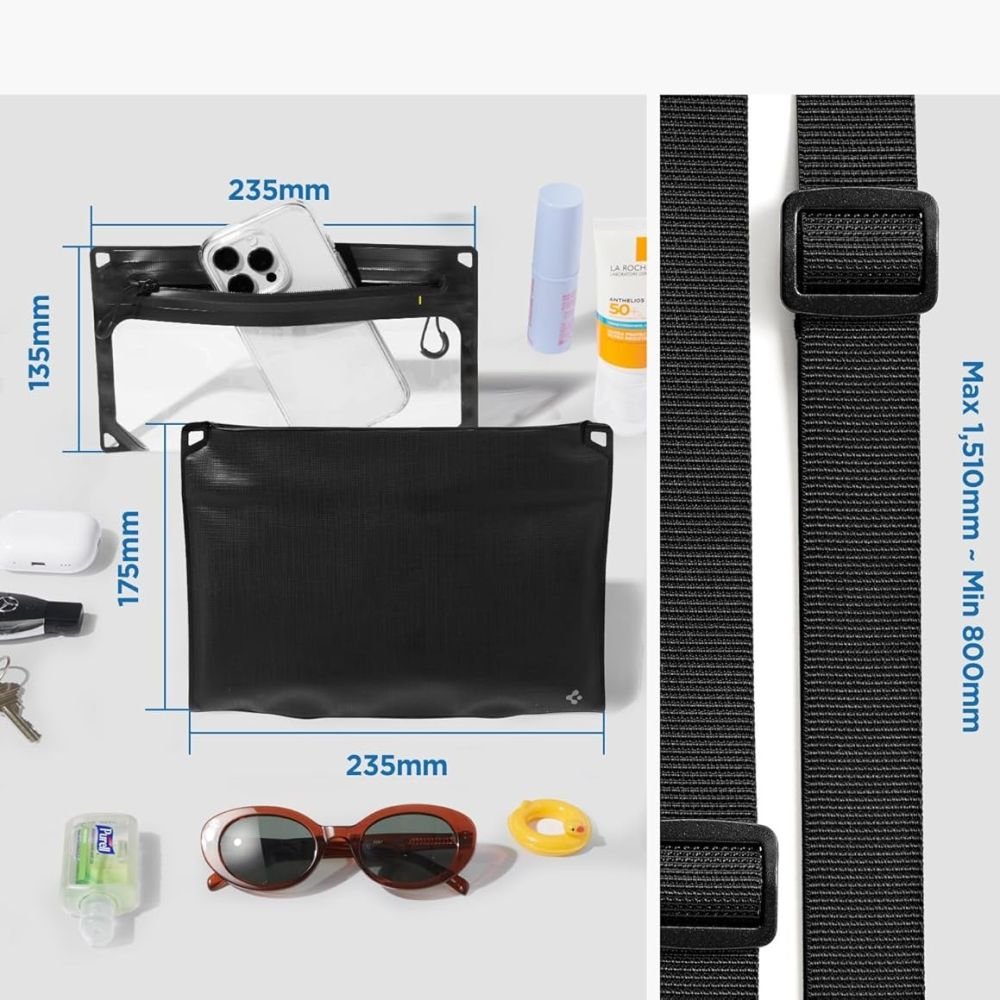 Spigen Universal Αδιάβροχη Θήκη με Χιαστί Τσαντάκι - A640 - Black
