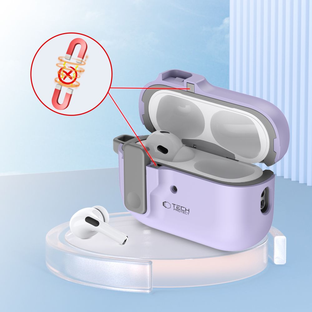 Tech - Protect AirPods Pro 1 / 2 Θήκη από Σκληρό Πλαστικό - Slim Hook - Lavender