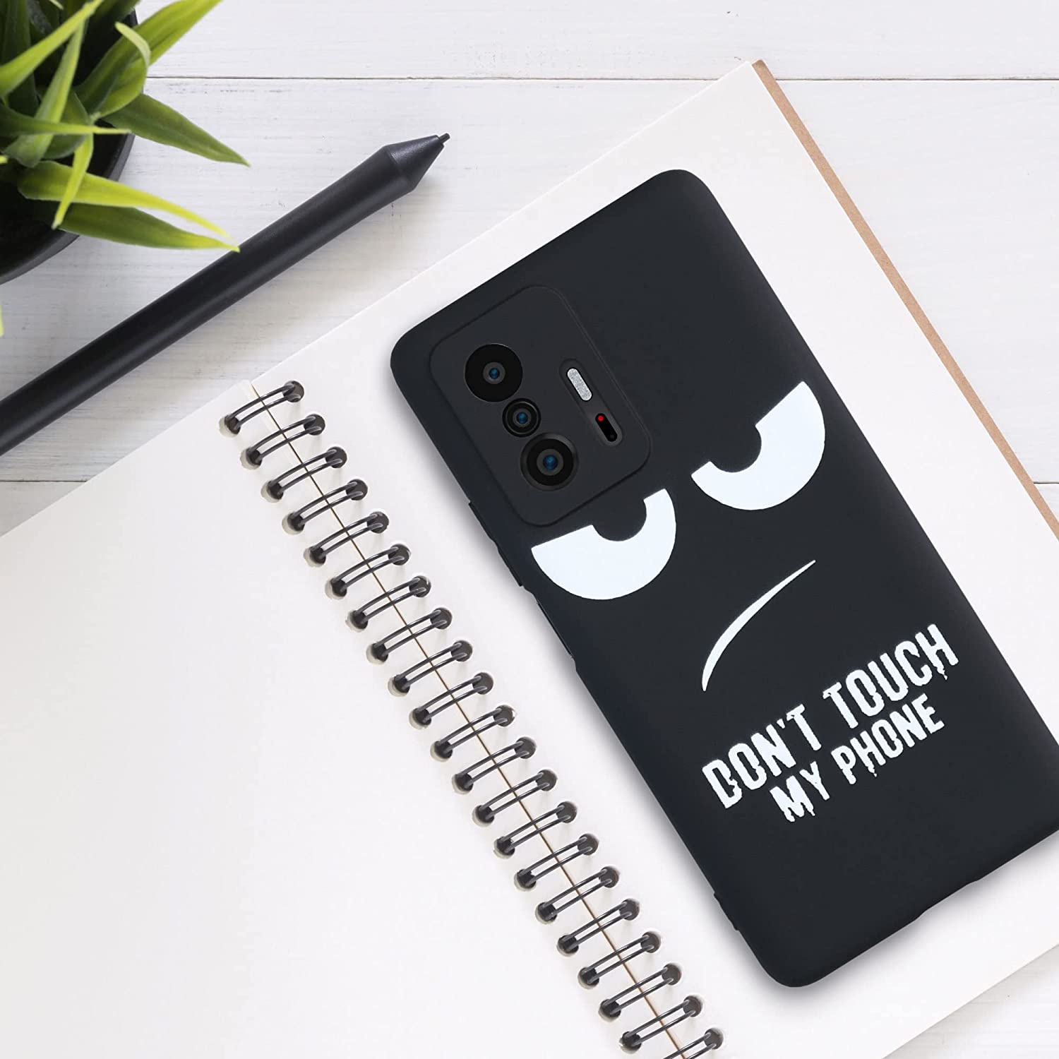 KW Xiaomi 11T / 11T Pro Θήκη Σιλικόνης TPU Design Don't Touch My Phone - Black / White - 57013.01