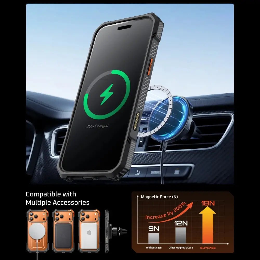 Supcase iPhone 17 Pro Max - UB Grip Mag - Σκληρή Θήκη με MagSafe και Stand - Clear / Coral