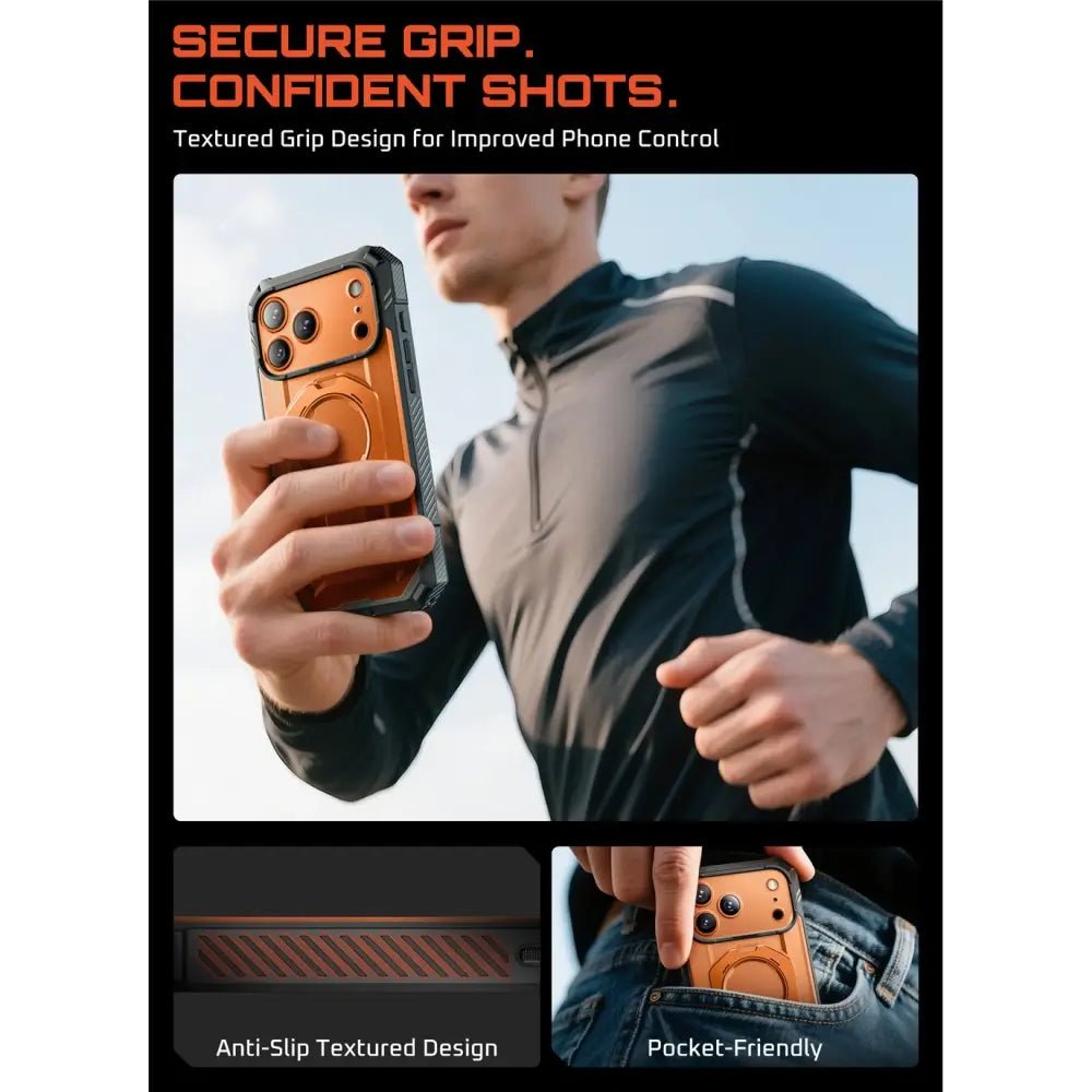 Supcase iPhone 17 Pro Max - UB Grip Pro Mag - Σκληρή Θήκη με Προστασία Οθόνης και MagSafe / Stand - Clear / Coral