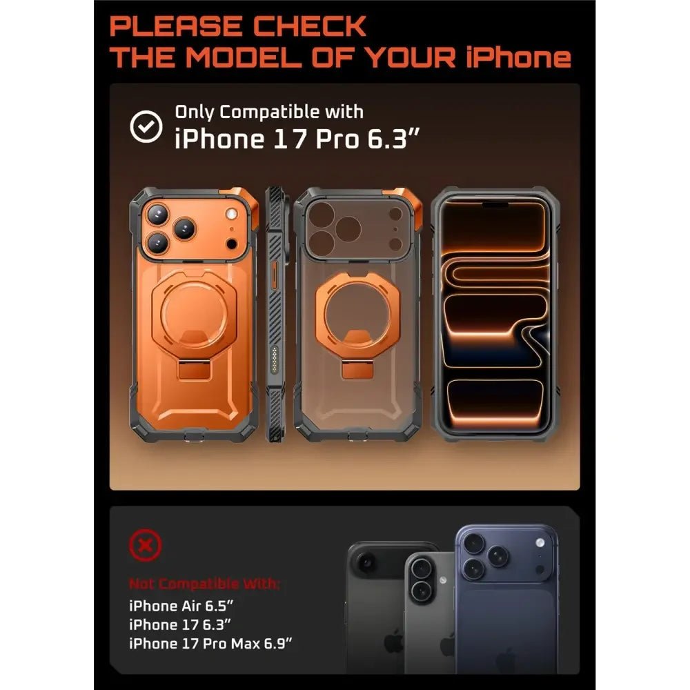Supcase iPhone 17 Pro - UB Grip Mag - Σκληρή Θήκη με MagSafe και Stand - Clear / Coral