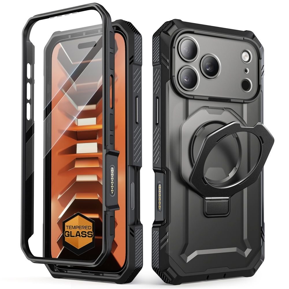 Supcase iPhone 18 Pro / iPhone 17 Pro - Σκληρή Θήκη με Προστασία Οθόνης και MagSafe / Stand - Grip Pro Mag - Black