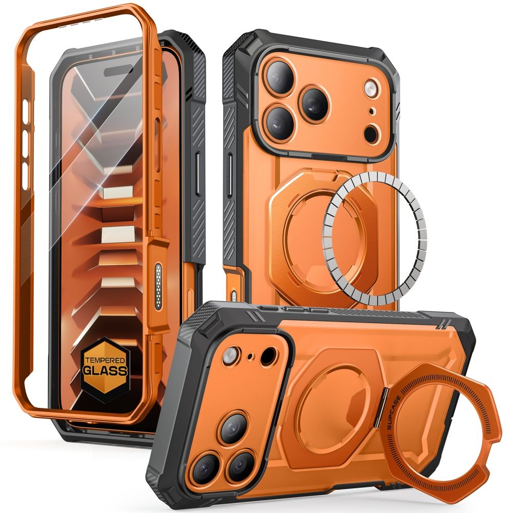 Supcase iPhone 18 Pro / iPhone 17 Pro - Σκληρή Θήκη με Προστασία Οθόνης και MagSafe / Stand - Grip Pro Mag - Coral