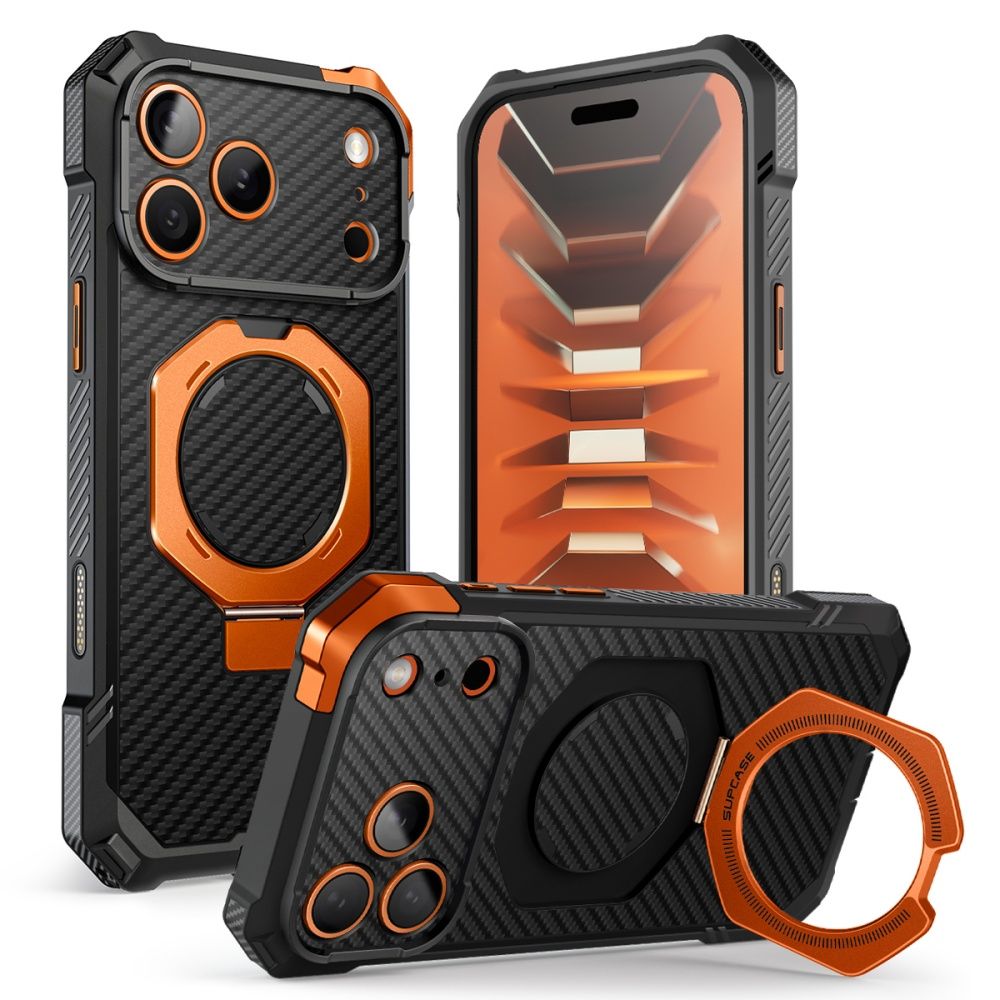 Supcase iPhone 18 Pro Max / iPhone 17 Pro Max - Σκληρή Θήκη με MagSafe και Stand - UB Grip Mag - Aramid Black / Orange