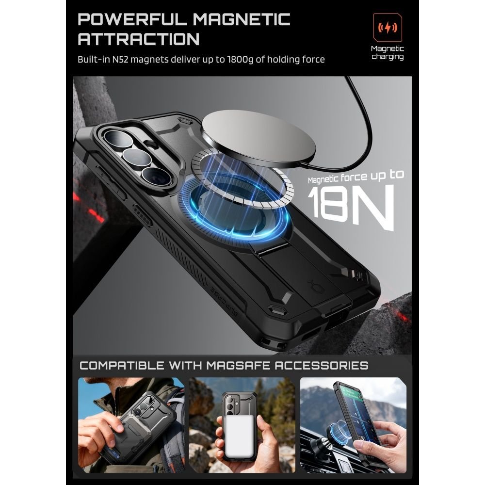 Supcase Samsung Galaxy S26 - Σκληρή Θήκη MagSafe με Προστασία Οθόνης και Stand - Unicorn Beetle Pro Mag 2 Set - Black