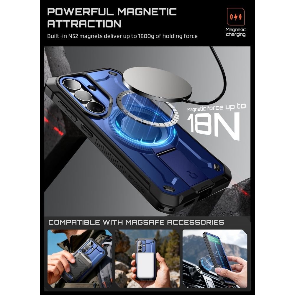 Supcase Samsung Galaxy S26 - Σκληρή Θήκη MagSafe με Προστασία Οθόνης και Stand - Unicorn Beetle Pro Mag 2 Set - Cobalt Blue